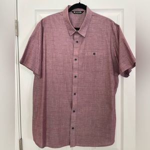 Travis Mathew Mens Button Up Shirt Red Short Sleeve Casual Pocket Size XXL 2XL